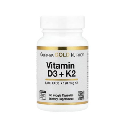California Gold Nutrition, Βιταμίνη D3 + K2, 60 φυτικές κάψουλες
