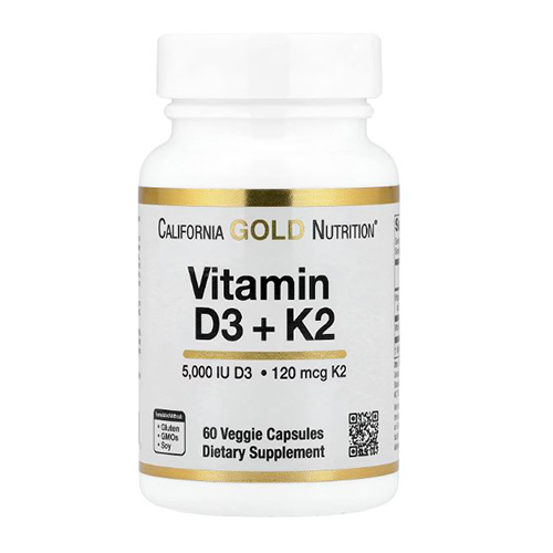 California Gold Nutrition, Βιταμίνη D3 + K2, 60 φυτικές κάψουλες
