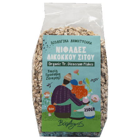 Νιφάδες Δίκοκκου Σίτου Βιοαγρός Βio 250gr