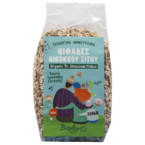 Νιφάδες Δίκοκκου Σίτου Βιοαγρός Βio 250gr